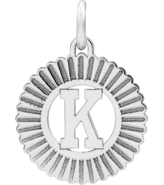 689251 Pendant 10K White Initial K 15 X 17 Mm Polished Sunburst Initial Pendant