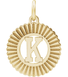 689251 Pendant 10K Yellow Initial K 15 X 17 Mm Polished Sunburst Initial Pendant