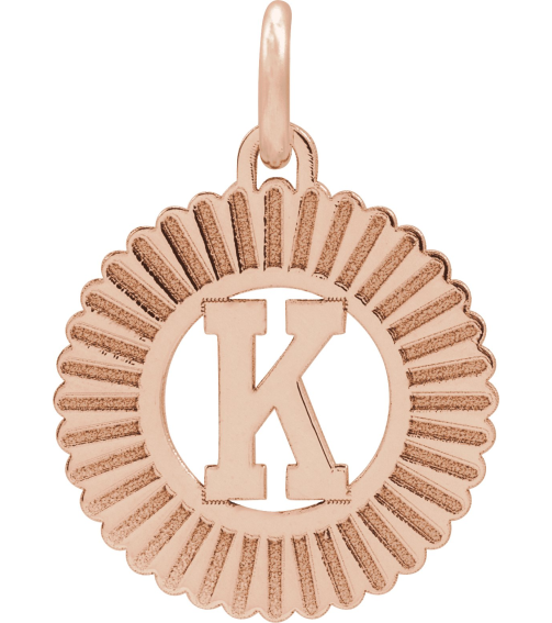 689251 Pendant 14K Rose Initial K 15 X 17 Mm Polished Sunburst Initial Pendant