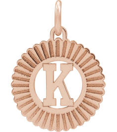 689251 Pendant 14K Rose Gold-Plated Sterling Silver Initial K 15 X 17 Mm Polished Sunburst Initial Pendant