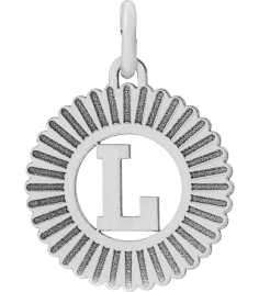 689251 Pendant 10K White Initial L 15 X 17 Mm Polished Sunburst Initial Pendant