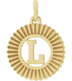 689251 Pendant 10K Yellow Initial L 15 X 17 Mm Polished Sunburst Initial Pendant