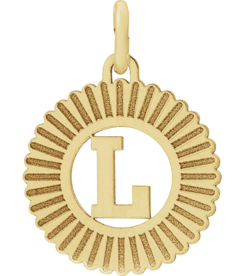 689251 Pendant 14K Yellow Gold-Plated Sterling Silver Initial L 15 X 17 Mm Polished Sunburst Initial Pendant