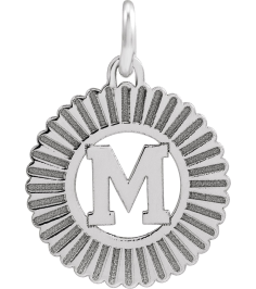 689251 Pendant 14K White Initial M 15 X 17 Mm Polished Sunburst Initial Pendant