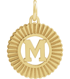 689251 Pendant 14K Yellow Initial M 15 X 17 Mm Polished Sunburst Initial Pendant