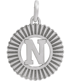 689251 Pendant 14K White Initial N 15 X 17 Mm Polished Sunburst Initial Pendant