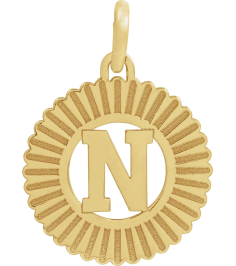 689251 Pendant 14K Yellow Initial N 15 X 17 Mm Polished Sunburst Initial Pendant