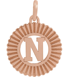 689251 Pendant 14K Rose Gold-Plated Sterling Silver Initial N 15 X 17 Mm Polished Sunburst Initial Pendant