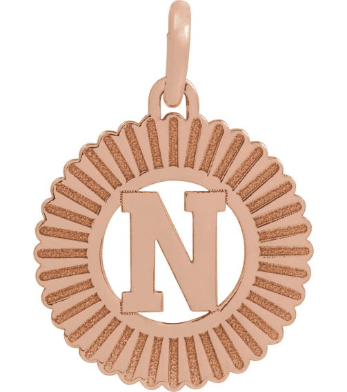 689251 Pendant 14K Rose Gold-Plated Sterling Silver Initial N 15 X 17 Mm Polished Sunburst Initial Pendant