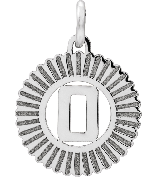 689251 Pendant 10K White Initial O 15 X 17 Mm Polished Sunburst Initial Pendant