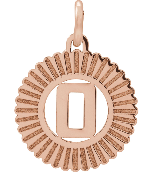 689251 Pendant 14K Rose Initial O 15 X 17 Mm Polished Sunburst Initial Pendant