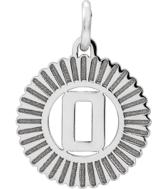 689251 Pendant 14K White Initial O 15 X 17 Mm Polished Sunburst Initial Pendant
