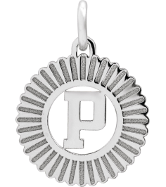 689251 Pendant 14K White Initial P 15 X 17 Mm Polished Sunburst Initial Pendant