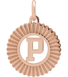 689251 Pendant 14K Rose Gold-Plated Sterling Silver Initial P 15 X 17 Mm Polished Sunburst Initial Pendant