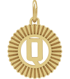 689251 Pendant 10K Yellow Initial Q 15 X 17 Mm Polished Sunburst Initial Pendant