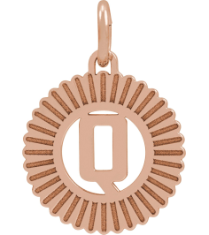 689251 Pendant 14K Rose Initial Q 15 X 17 Mm Polished Sunburst Initial Pendant