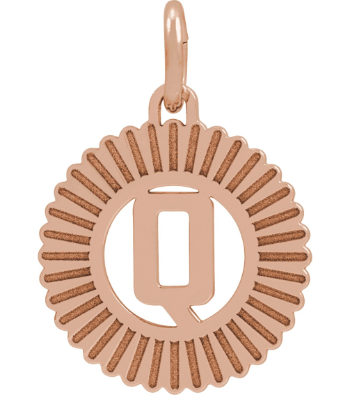 689251 Pendant 14K Rose Initial Q 15 X 17 Mm Polished Sunburst Initial Pendant