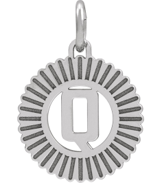 689251 Pendant 14K White Initial Q 15 X 17 Mm Polished Sunburst Initial Pendant