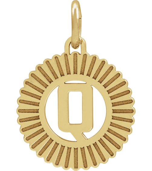 689251 Pendant 14K Yellow Initial Q 15 X 17 Mm Polished Sunburst Initial Pendant