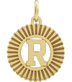 689251 Pendant 10K Yellow Initial R 15 X 17 Mm Polished Sunburst Initial Pendant