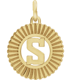 689251 Pendant 14K Yellow Gold-Plated Sterling Silver Initial S 15 X 17 Mm Polished Sunburst Initial Pendant