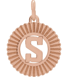 689251 Pendant 14K Rose Initial S 15 X 17 Mm Polished Sunburst Initial Pendant