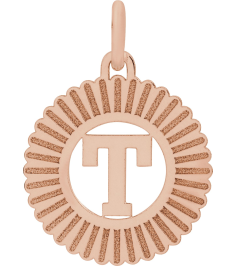 689251 Pendant 14K Rose Gold-Plated Sterling Silver Initial T 15 X 17 Mm Polished Sunburst Initial Pendant