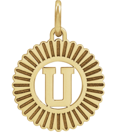 689251 Pendant 14K Yellow Gold-Plated Sterling Silver Initial U 15 X 17 Mm Polished Sunburst Initial Pendant