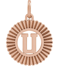 689251 Pendant 14K Rose Initial U 15 X 17 Mm Polished Sunburst Initial Pendant