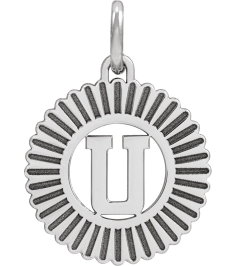 689251 Pendant 14K White Initial U 15 X 17 Mm Polished Sunburst Initial Pendant