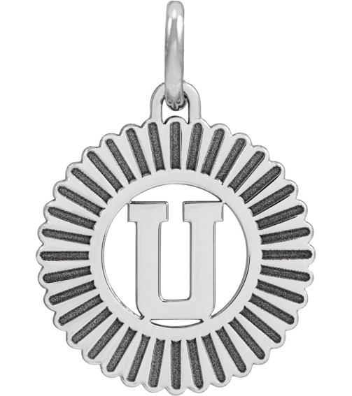 689251 Pendant 14K White Initial U 15 X 17 Mm Polished Sunburst Initial Pendant