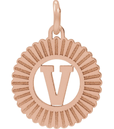 689251 Pendant 14K Rose Gold-Plated Sterling Silver Initial V 15 X 17 Mm Polished Sunburst Initial Pendant