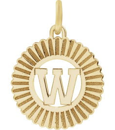 689251 Pendant 14K Yellow Gold-Plated Sterling Silver Initial W 15 X 17 Mm Polished Sunburst Initial Pendant