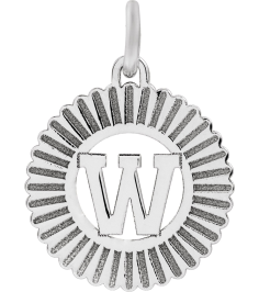 689251 Pendant 14K White Initial W 15 X 17 Mm Polished Sunburst Initial Pendant