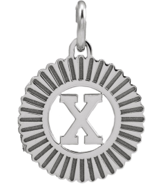 689251 Pendant 14K White Initial X 15 X 17 Mm Polished Sunburst Initial Pendant