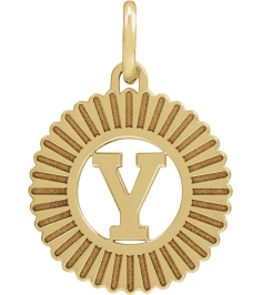 689251 Pendant 10K Yellow Initial Y 15 X 17 Mm Polished Sunburst Initial Pendant