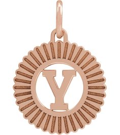 689251 Pendant 14K Rose Initial Y 15 X 17 Mm Polished Sunburst Initial Pendant