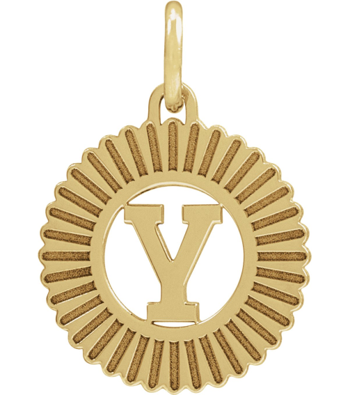 689251 Pendant 14K Yellow Initial Y 15 X 17 Mm Polished Sunburst Initial Pendant