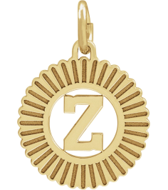 689251 Pendant 14K Yellow Gold-Plated Sterling Silver Initial Z 15 X 17 Mm Polished Sunburst Initial Pendant