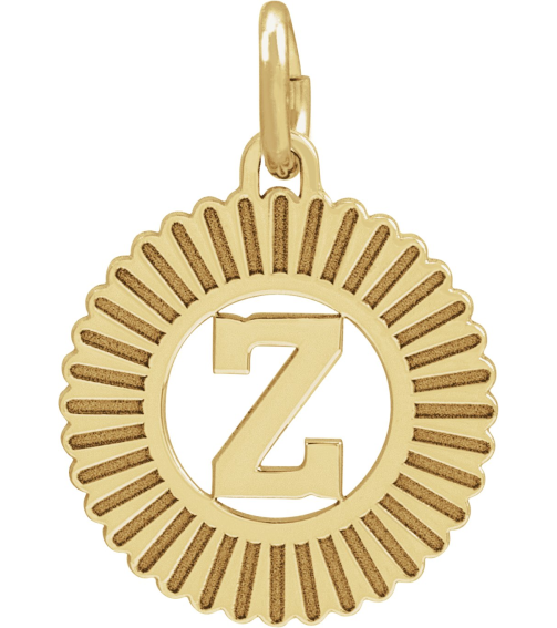 689251 Pendant 14K Yellow Gold-Plated Sterling Silver Initial Z 15 X 17 Mm Polished Sunburst Initial Pendant