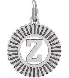 689251 Pendant 14K White Initial Z 15 X 17 Mm Polished Sunburst Initial Pendant