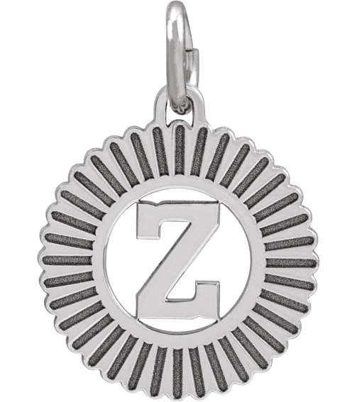 689251 Pendant 14K White Initial Z 15 X 17 Mm Polished Sunburst Initial Pendant