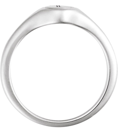 57976 14K White Round 6.9 X 6.9 Mm Polished Polished Engravable Signet Ring