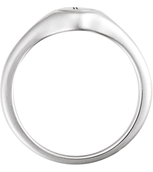 57976 14K White Round 6.9 X 6.9 Mm Polished Polished Engravable Signet Ring