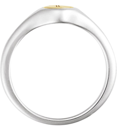 57976 14K WhiteYellow Round 6.9 X 6.9 Mm Polished Polished Engravable Signet Ring