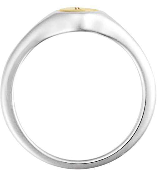 57976 14K WhiteYellow Round 6.9 X 6.9 Mm Polished Polished Engravable Signet Ring