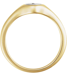 57976 14K YellowWhite Round 6.9 X 6.9 Mm Polished Polished Engravable Signet Ring