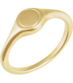 57976 14K Yellow Round 6.9 X 6.9 Mm Polished Polished Engravable Signet Ring