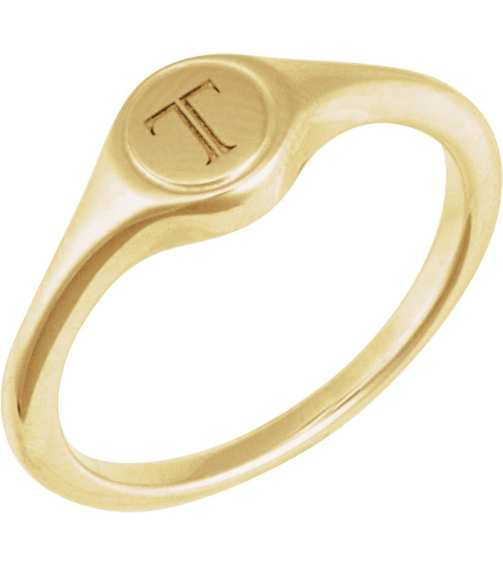 57976 14K Yellow Round 6.9 X 6.9 Mm Polished Polished Engravable Signet Ring