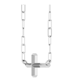 R50059 Necklace 14K White 11 X 7 Mm 18 In Polished Sideways Cross Necklace